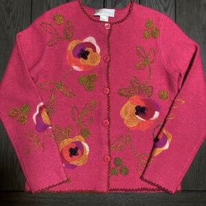 EUC Susan Bristol Pink Floral Cardigan